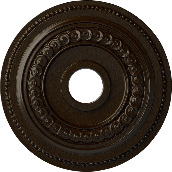 Ekena Millwork Oldham Ceiling Medallion (Fits Canopies up to 8 5/8"), Hand-Painted Bronze, 18"OD x 3 3/8"ID x 7/8"P CM18OL1BZS - main